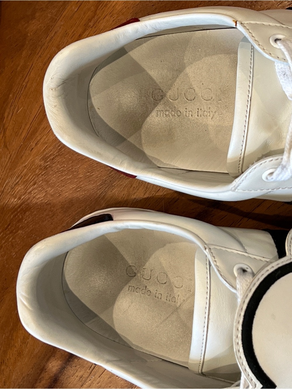 GUCCI Ace Sneakers “Blind For Love” 470012 White Leather Size 42 /US 9 Authentic - Picture 5 of 11